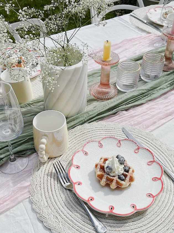 Set of 2 Cloud Ceramic Dinner Plates - Cute Whimsical Eclectic Dinnerware Set