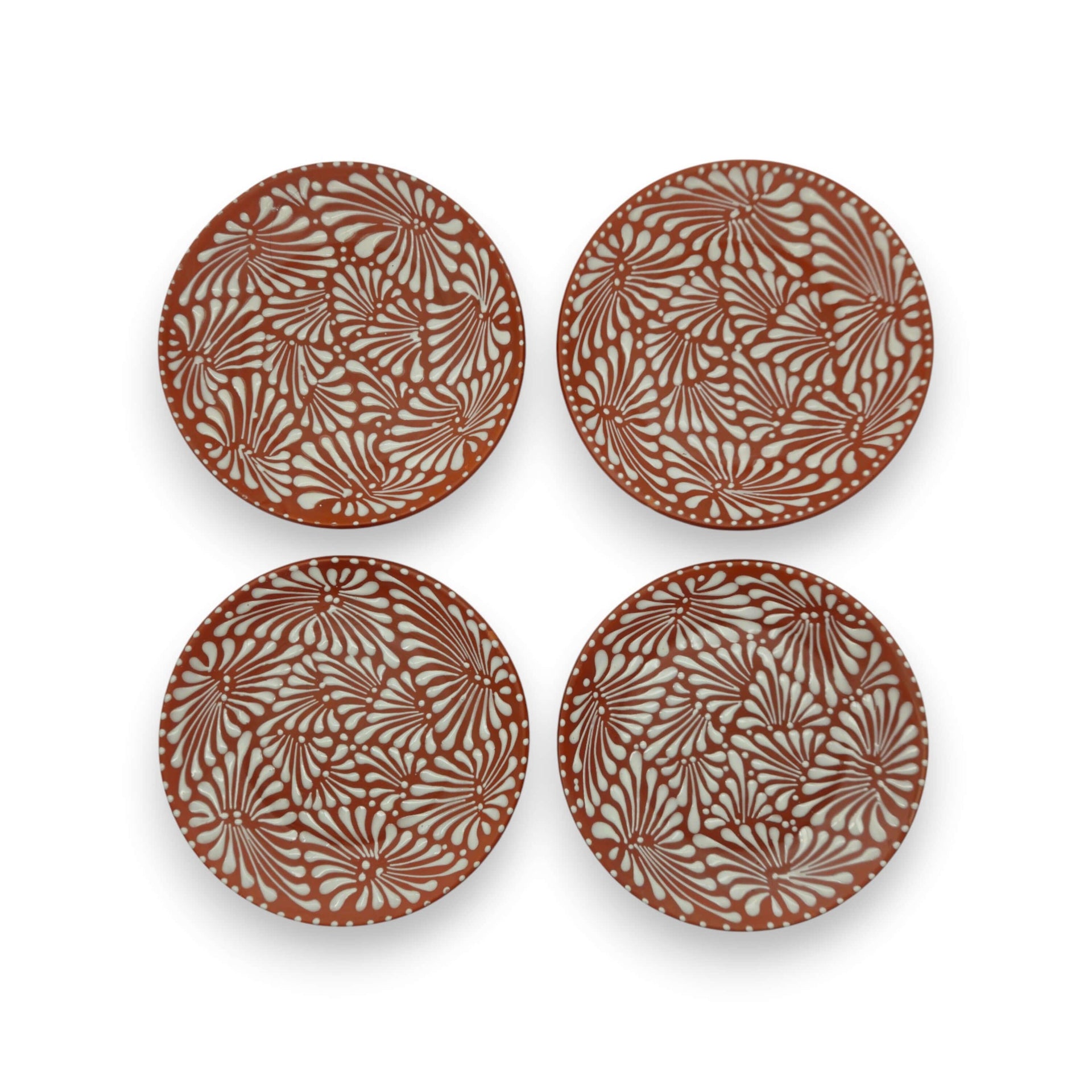 Set of 4 Brown & White Talavera Wall Plates | 11.5