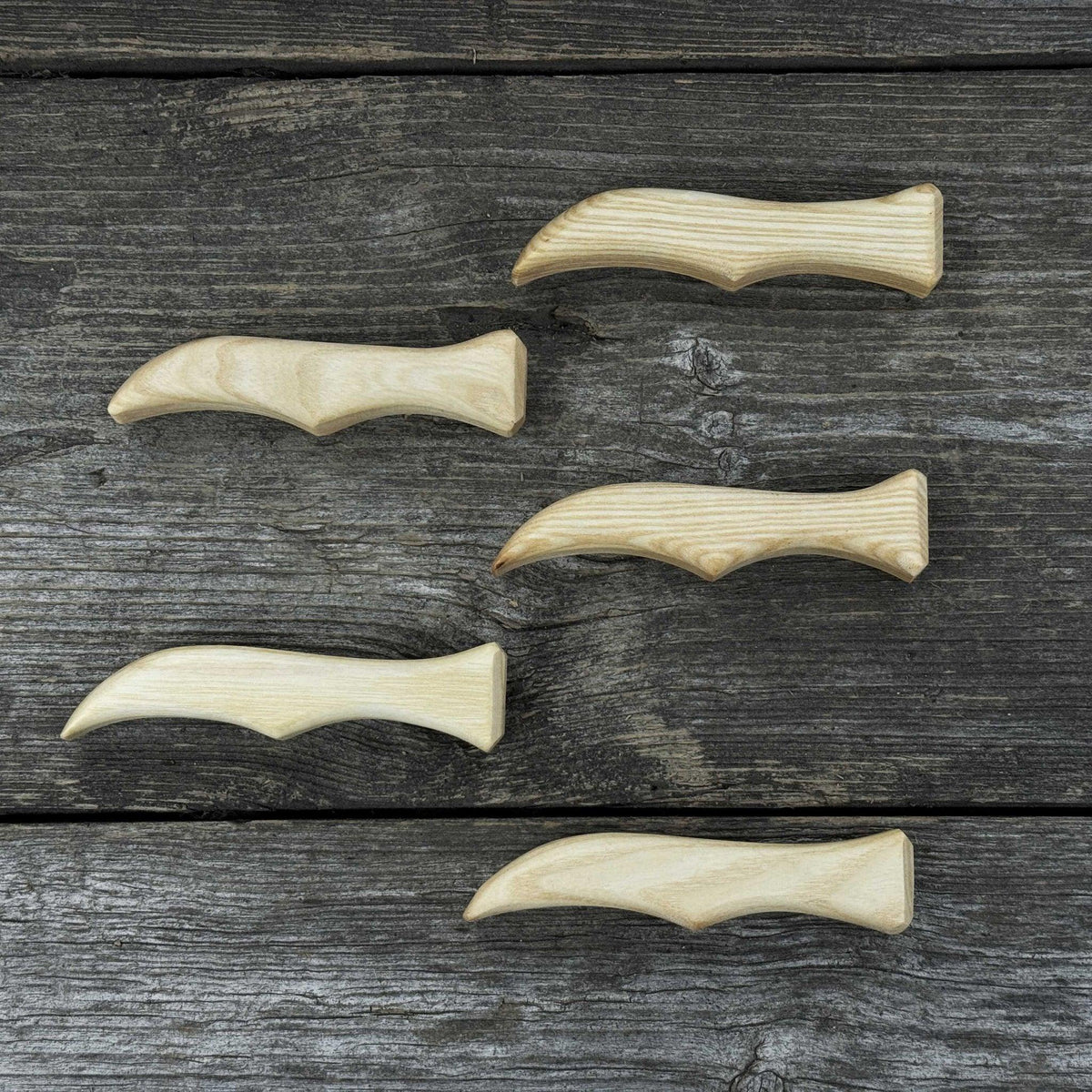 Set of 5 Ash Wood Knife Handles