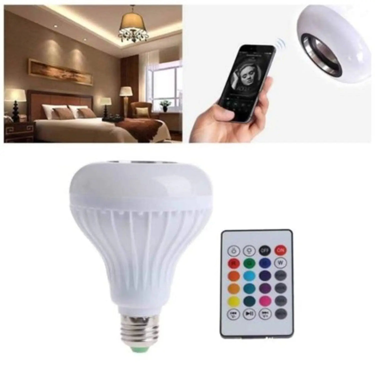 Seven-Color LED Bulb with Remote Control & Wireless Audio