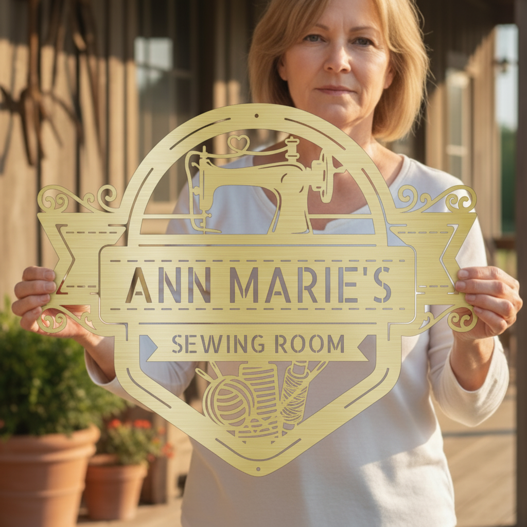 Custom Metal Sign for Quilting & Sewing Craft Rooms