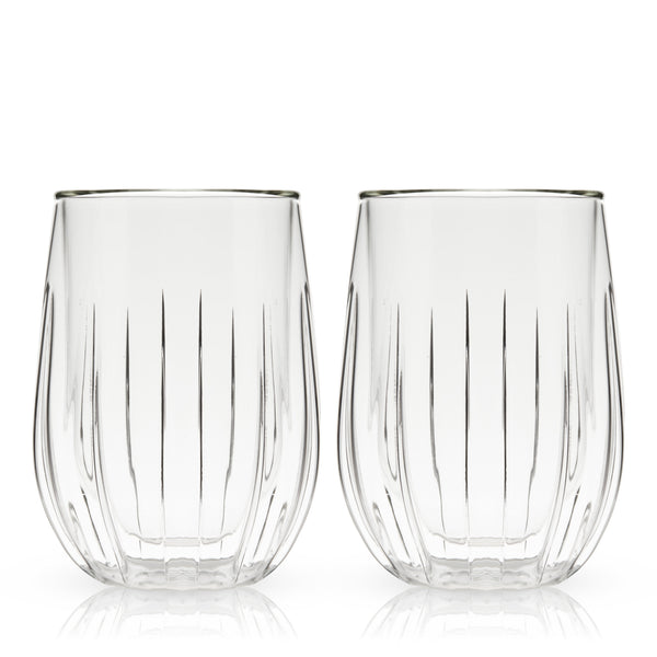 Double-Walled Stemless Wine Glasses Set of 2