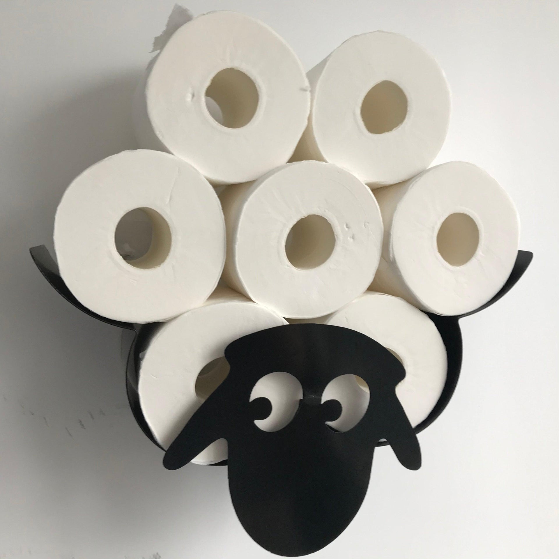 Sheep Toilet Paper Roll Holder Bathroom Wall Mounted Loo Rolls Storage Metal Rack Mount Hold Up 7 Rolls Novelty Animal Decorative Toilet Paper Holders Tissue Paper Storage Stand Wall Mount Iron Tissue Basket Sheep Art Decoration Bathroom House Office