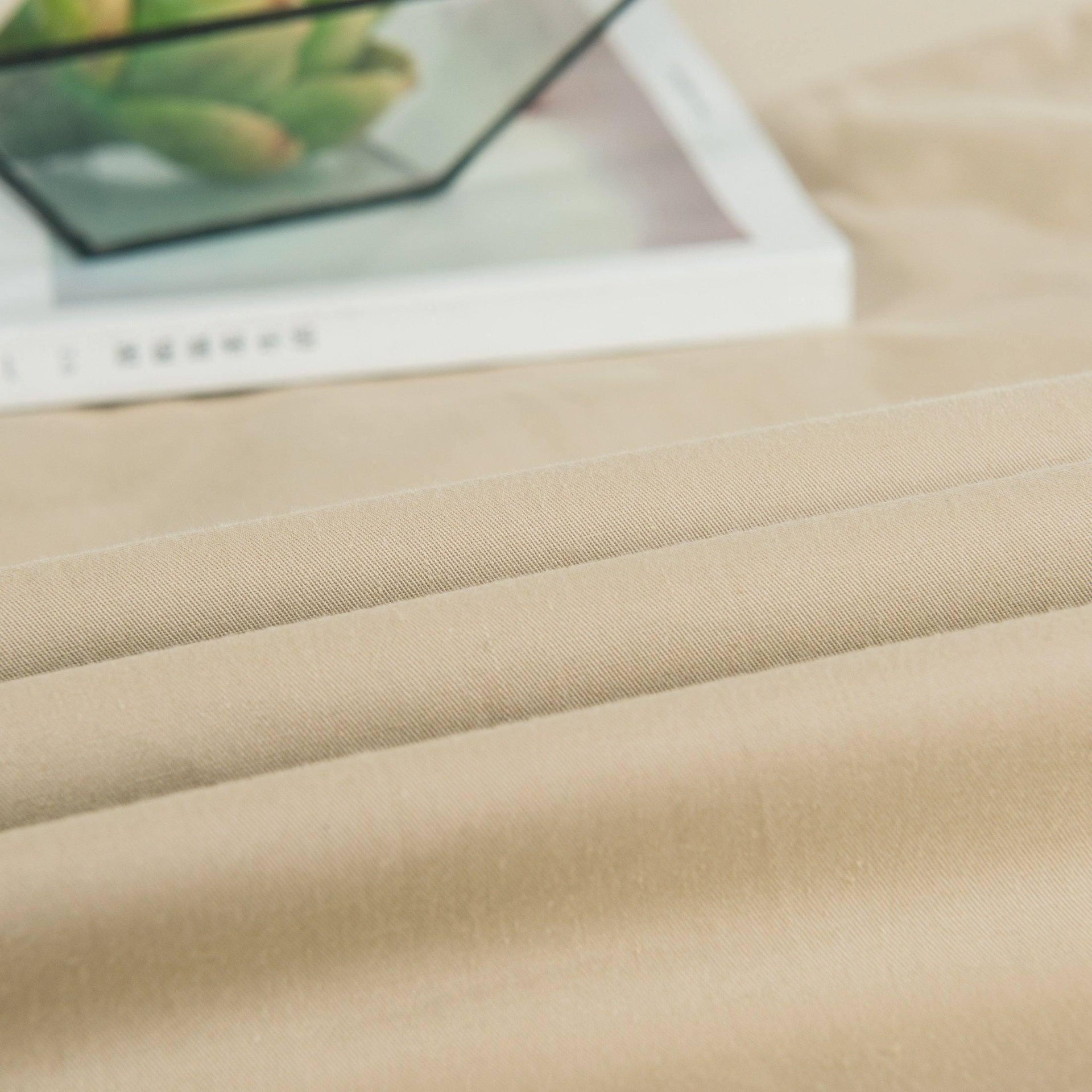 DaDa Bedding Luxury Soft Cotton Beige Fitted Bed Sheet & Pillow Cases Set (JHW-546-Fitted)