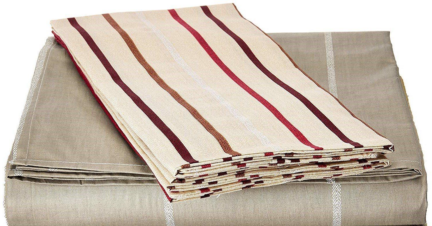 DaDa Bedding Solid Soft Multi Striped Fitted Sheet & Pillow Cases Set (FTS8293)