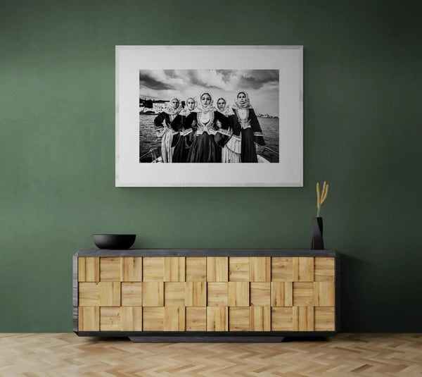 Limited Edition numbered and signed. Bouboulina dresses in Spetses | Black-and-white wall art photography from Greece