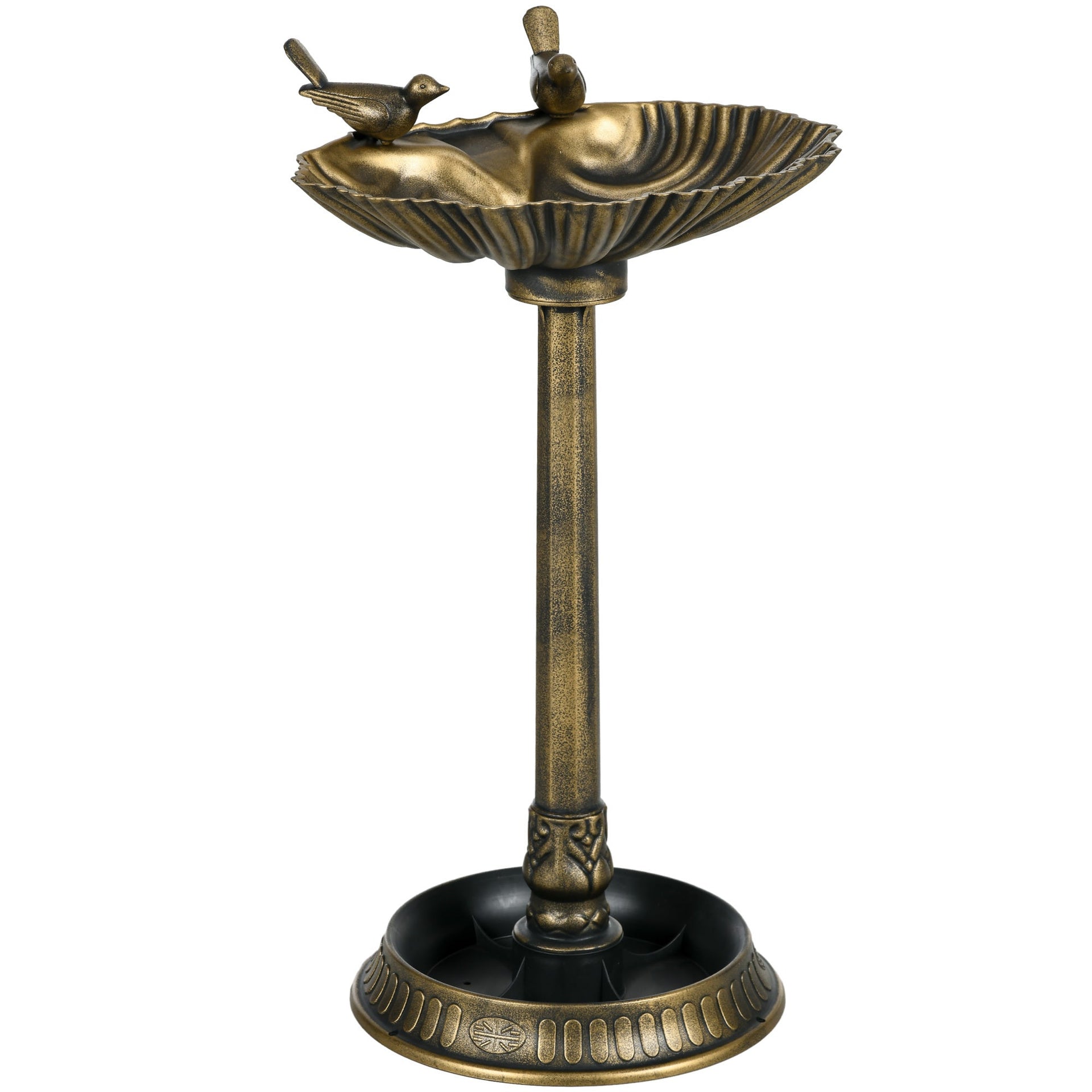 Resin Bird Bath Tall Shell Basin Planter 32 Inch
