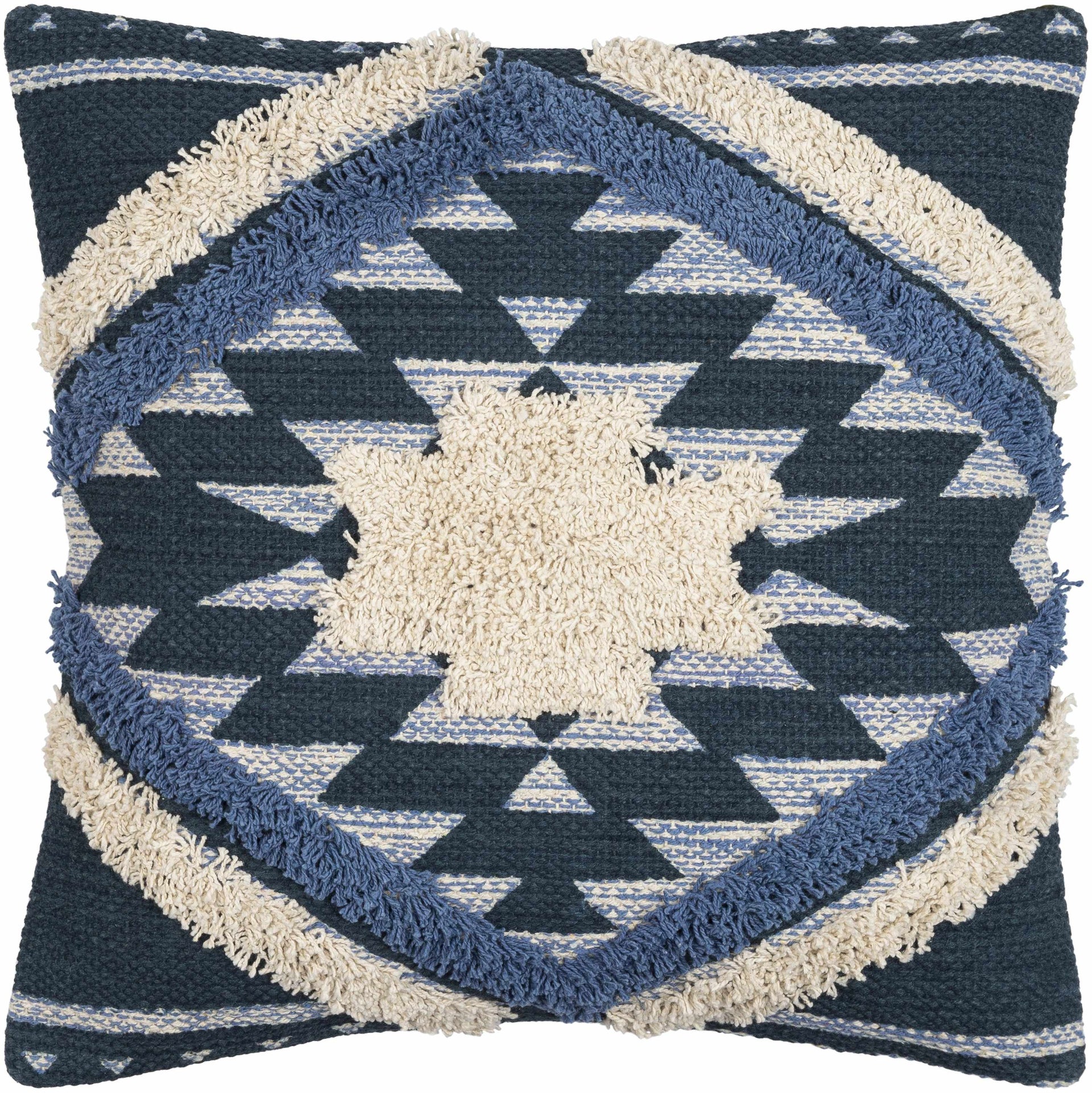 Shepardsville Navy Kilim Pattern Throw Pillow