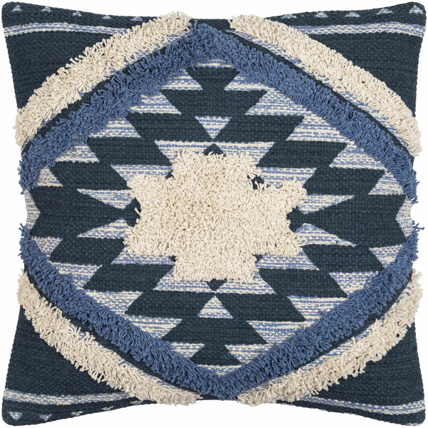Shepardsville Navy Kilim Pattern Throw Pillow
