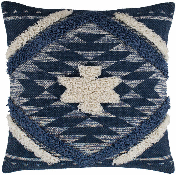Shepardsville Navy Kilim Pattern Throw Pillow