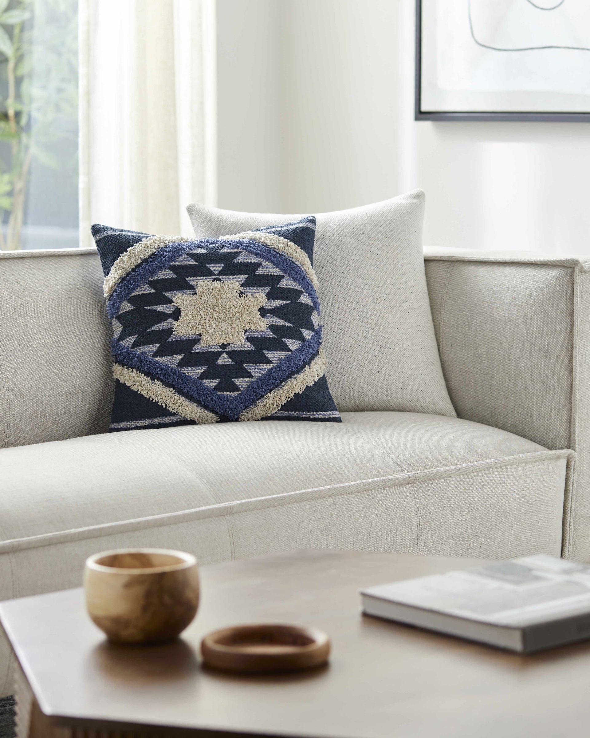 Shepardsville Navy Kilim Pattern Throw Pillow