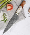 Shinobi VG10 Chef Knife with Exotic Olive Wood & Mother of Pearl Handle