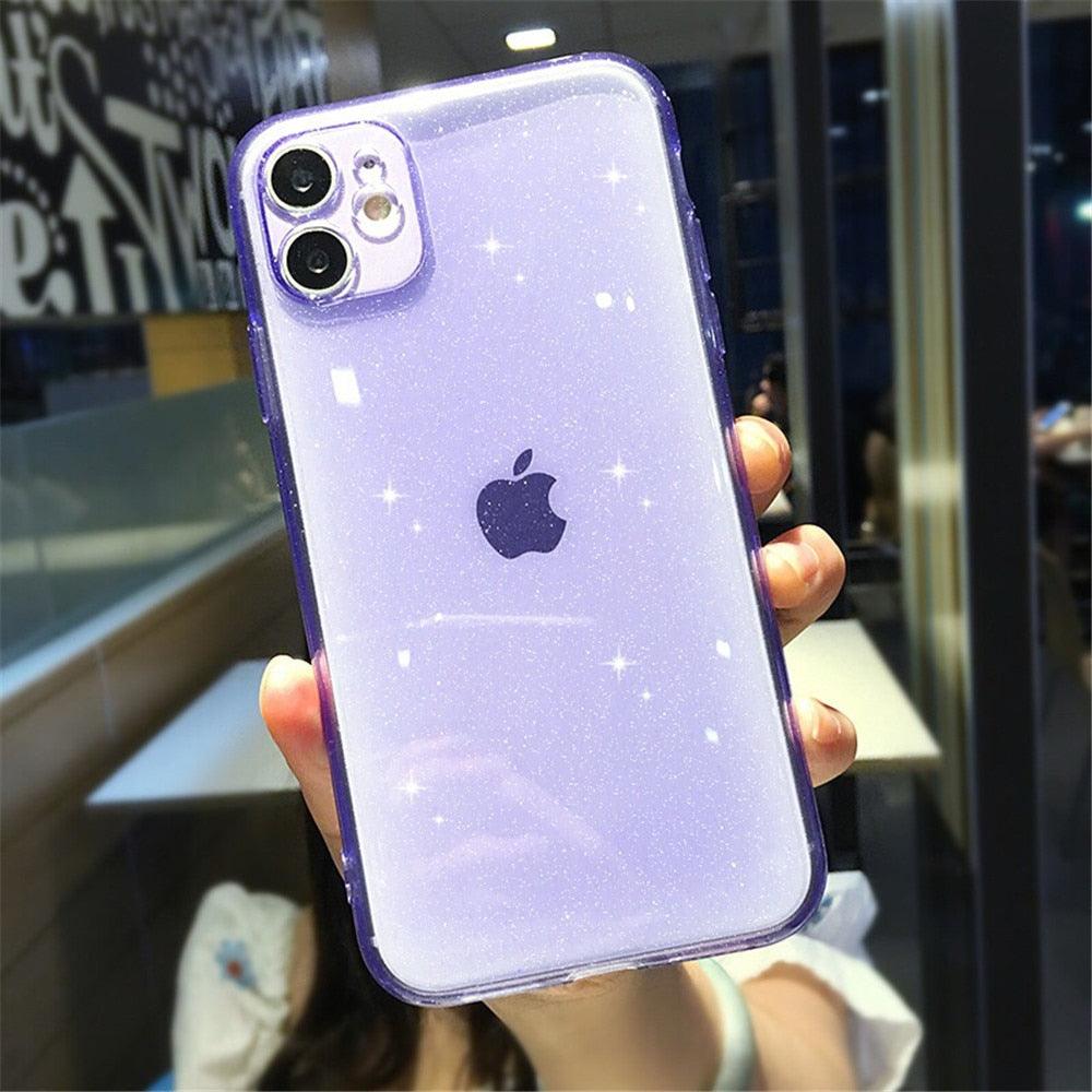 Shiny Candy Color Glitter Transparent Phone Case For iPhone 11 Pro X XR XS Max 7 8 Plus 6 6s Soft Silicone Cover Screen Protection Crystal Clear Glitter Transparent Soft Bumper Silicone Sparkling Cover