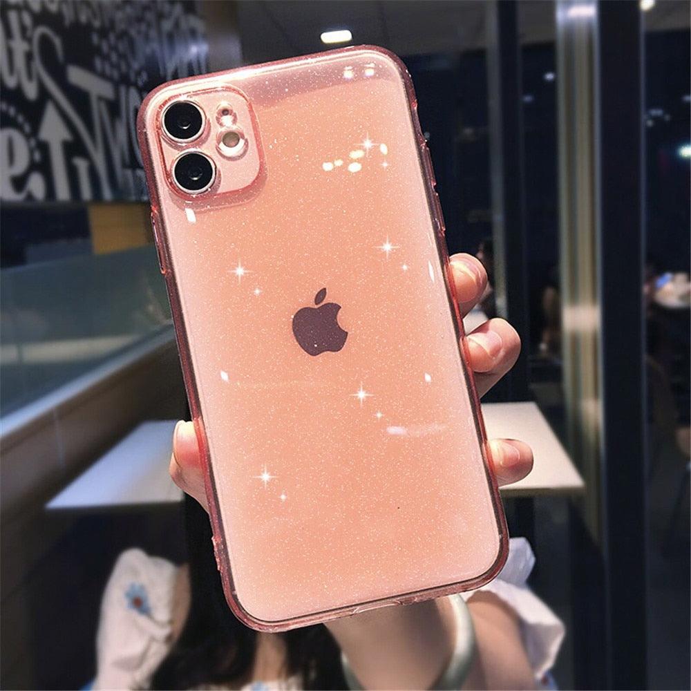 Shiny Candy Color Glitter Transparent Phone Case For iPhone 11 Pro X XR XS Max 7 8 Plus 6 6s Soft Silicone Cover Screen Protection Crystal Clear Glitter Transparent Soft Bumper Silicone Sparkling Cover