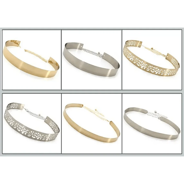 Shiny Women Metal Belt Luxurious Gold Dress Chain Belts Elegant Polished Adjustable Metal Mirror Waist Belt