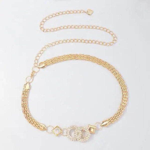 Shiny Women Metal Belt Luxurious Gold Dress Chain Belts Elegant Polished Adjustable Metal Mirror Waist Belt