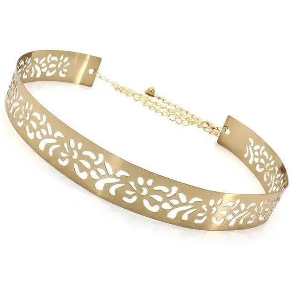 Shiny Women Metal Belt Luxurious Gold Dress Chain Belts Elegant Polished Adjustable Metal Mirror Waist Belt