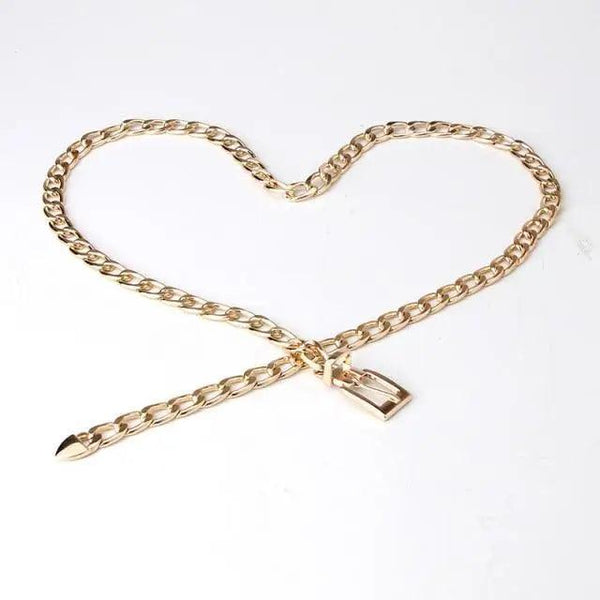 Shiny Women Metal Belt Luxurious Gold Dress Chain Belts Elegant Polished Adjustable Metal Mirror Waist Belt