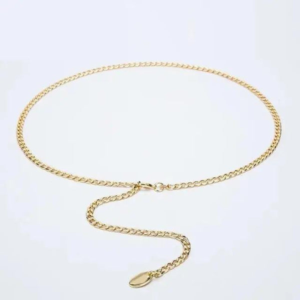 Shiny Women Metal Belt Luxurious Gold Dress Chain Belts Elegant Polished Adjustable Metal Mirror Waist Belt