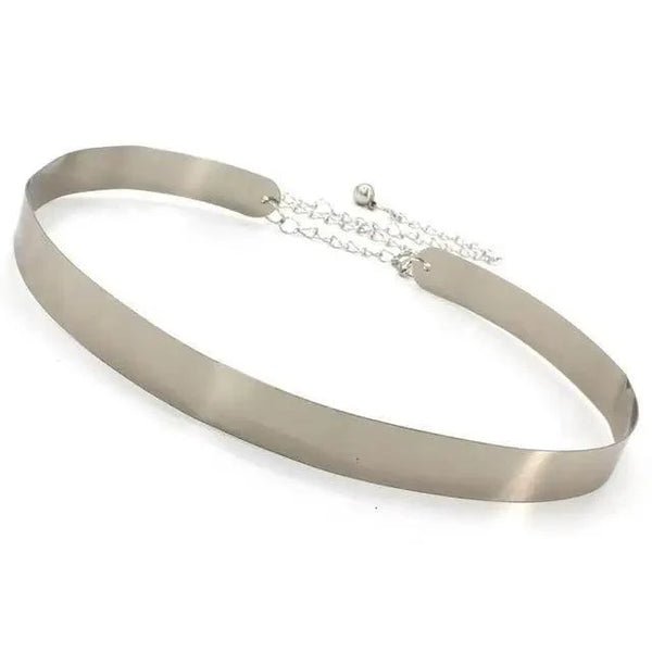 Shiny Women Metal Belt Luxurious Gold Dress Chain Belts Elegant Polished Adjustable Metal Mirror Waist Belt