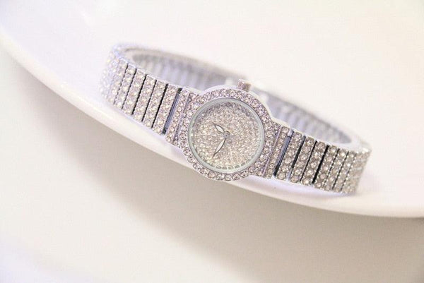 Shiny Women Watches Luxury Small Dial Rose Gold Watches Ladies Stainless Steel Iced Out Watch With Quartz Movement Crystal Rhinestone Diamond Watches For Women Stainless Steel Elegant Women Wristwatch