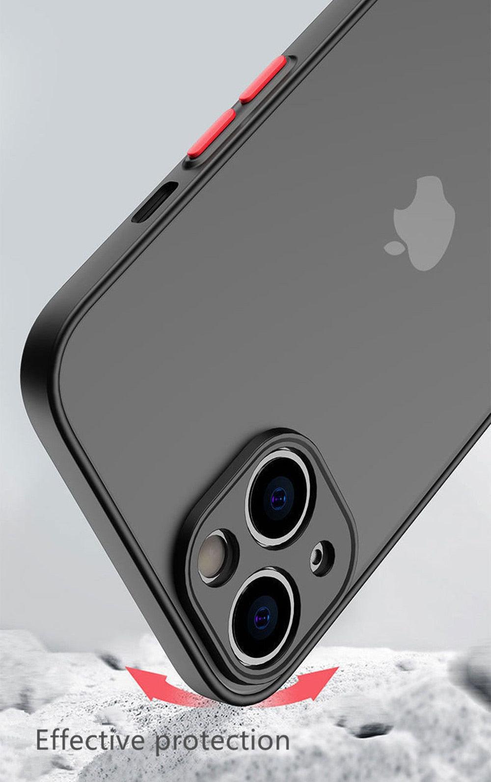 Shockproof Armor Case For iPhone 14 13 12 11Pro Max XR XS X Black Men Luxury Silicone Bumper Clear Hard Cover Silicone Armor Bumper Clear Hard Cover