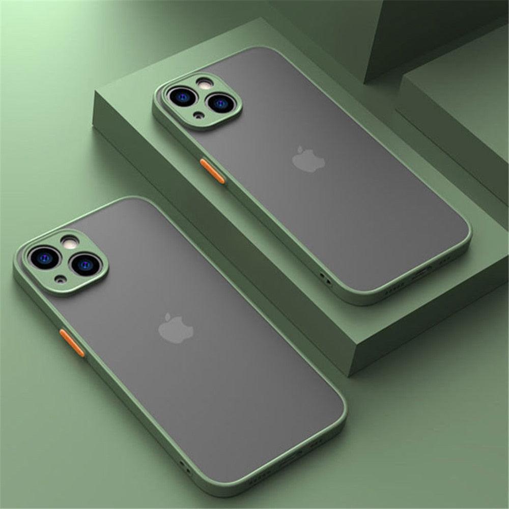 Shockproof Armor Case For iPhone 14 13 12 11Pro Max XR XS X Black Men Luxury Silicone Bumper Clear Hard Cover Silicone Armor Bumper Clear Hard Cover