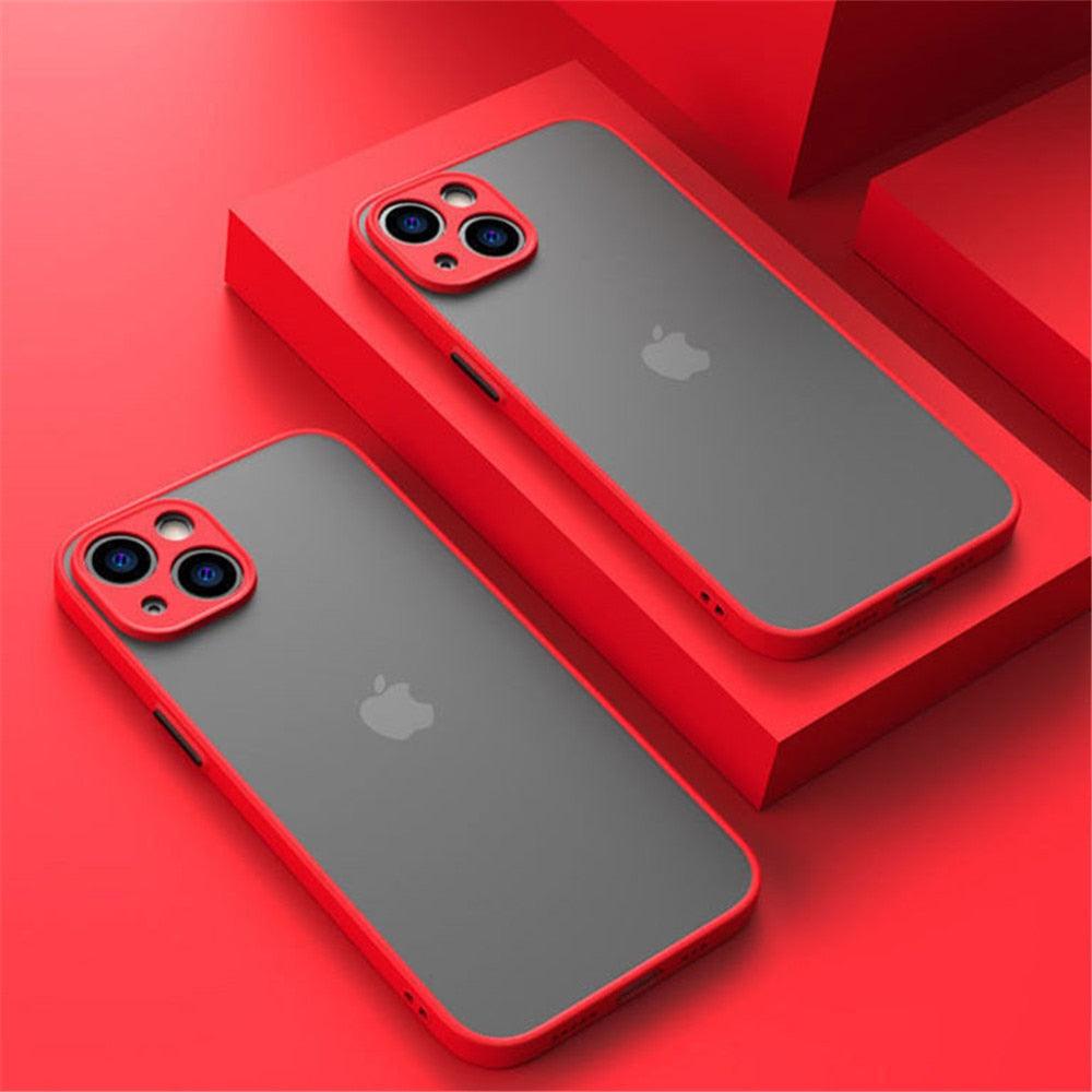 Shockproof Armor Case For iPhone 14 13 12 11Pro Max XR XS X Black Men Luxury Silicone Bumper Clear Hard Cover Silicone Armor Bumper Clear Hard Cover