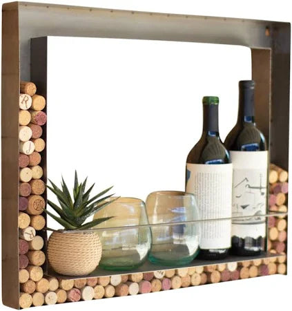 Metal Wall Bar Wine Bottle and Wine Cork Holder
