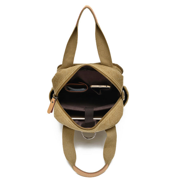 Leisure Canvas Shoulder Bag Wearproof Multi-functional Backpack