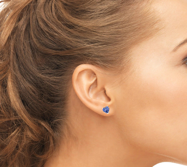 925 Sterling Silver Genuine Tanzanite Gemstone Heart Cut Earrings - Gifts for You 'n Me
