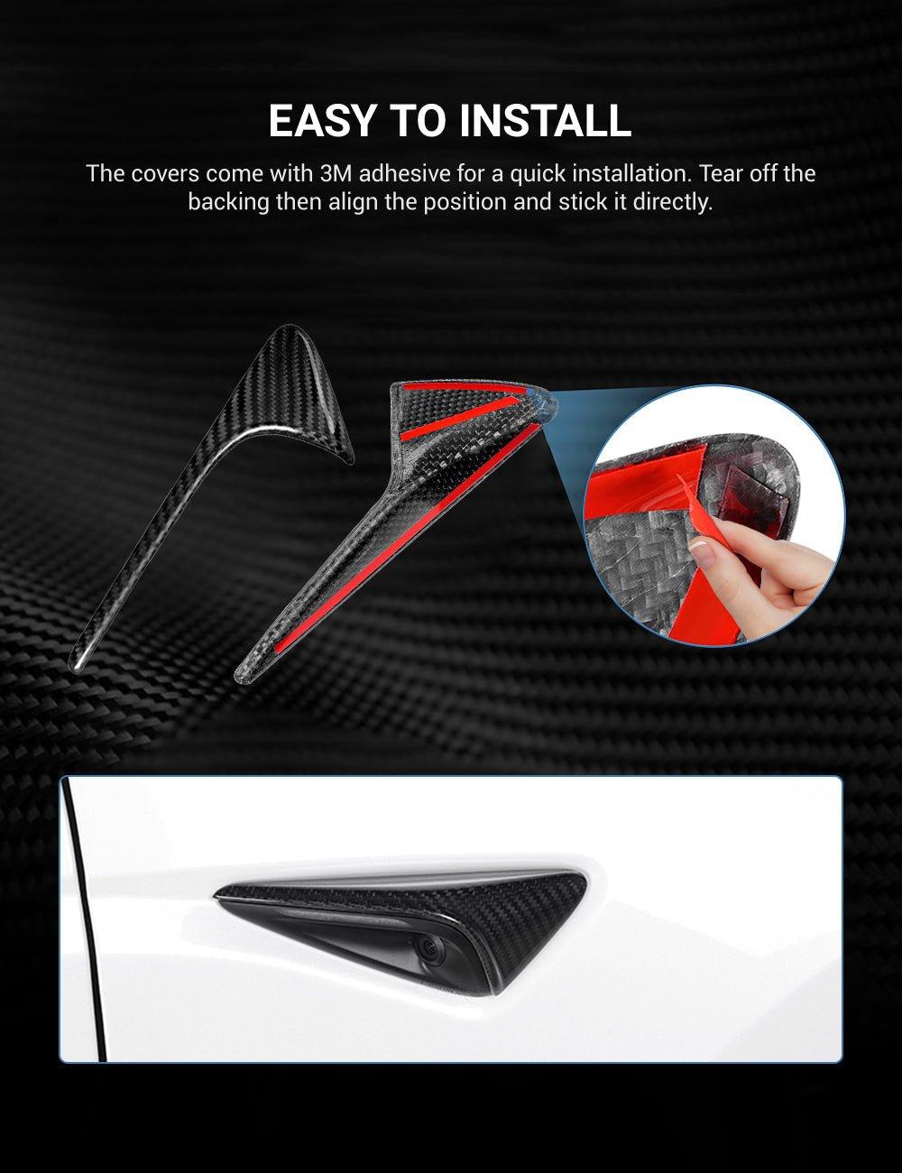 Side Camera Turn Signal Cover for Model 3/S/Y/X - Carbon Fiber Exterior Mods