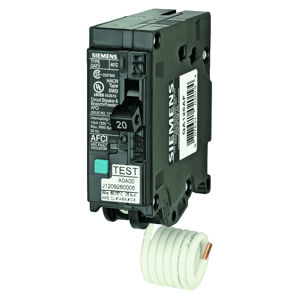 Siemens QA120AFC 20 Amp 1 in. Single-Pole 120-Volt Plug-On Combination AFCI Circuit Breaker