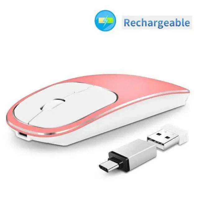 Silent White Slim 2.4G Wireless Rechargeable USB Portable Mouse Ultra Thin 1600DPI  Noiseless Ergonomic Mice For Laptop