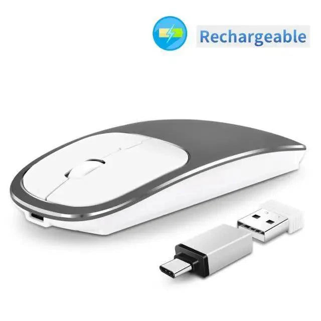 Silent White Slim 2.4G Wireless Rechargeable USB Portable Mouse Ultra Thin 1600DPI  Noiseless Ergonomic Mice For Laptop