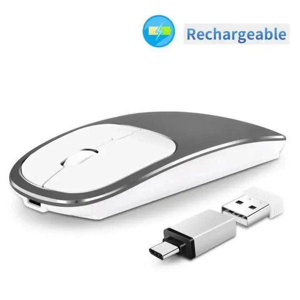 Silent White Slim 2.4G Wireless Rechargeable USB Portable Mouse Ultra Thin 1600DPI  Noiseless Ergonomic Mice For Laptop
