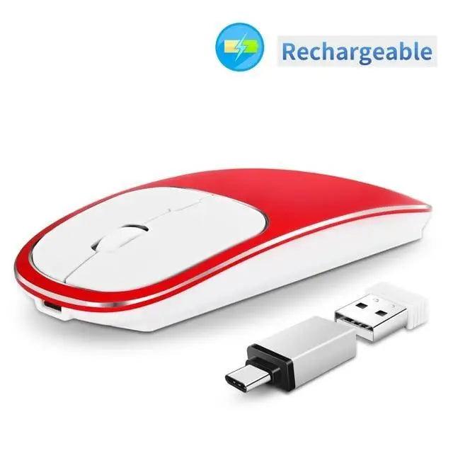 Silent White Slim 2.4G Wireless Rechargeable USB Portable Mouse Ultra Thin 1600DPI  Noiseless Ergonomic Mice For Laptop