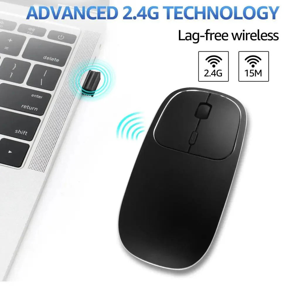 Silent White Slim 2.4G Wireless Rechargeable USB Portable Mouse Ultra Thin 1600DPI  Noiseless Ergonomic Mice For Laptop
