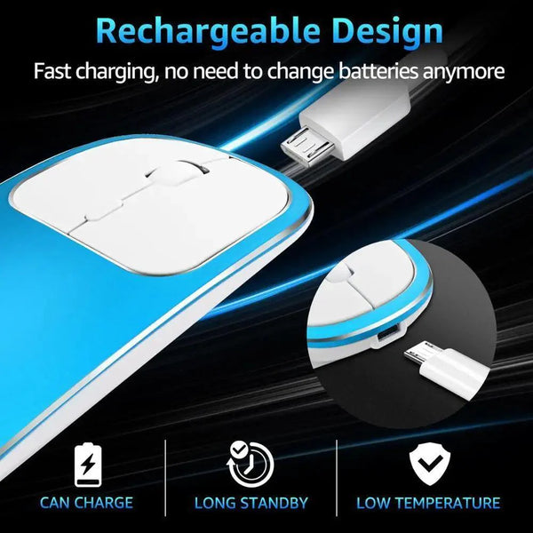 Silent White Slim 2.4G Wireless Rechargeable USB Portable Mouse Ultra Thin 1600DPI  Noiseless Ergonomic Mice For Laptop