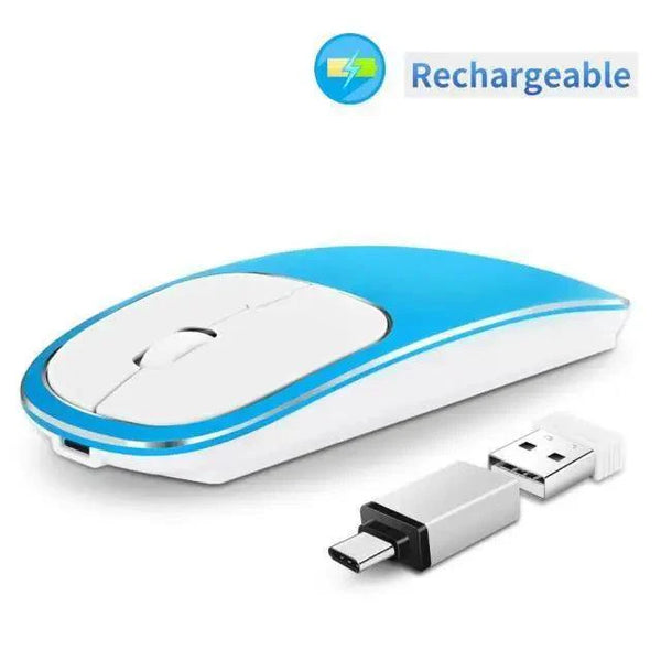 Silent White Slim 2.4G Wireless Rechargeable USB Portable Mouse Ultra Thin 1600DPI  Noiseless Ergonomic Mice For Laptop