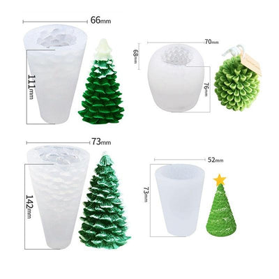 Silicone Mould Christmas Tree Shaped Cake Mold Decoration Tools Candle Mold Baking Tool Home Decoration For Christmas Party 3D Tree Shaped Candle Silicone Mold 4Pcs Different Xmas Pine Molds