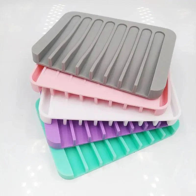 Silicone Soap Holder Flexible Soap Dish Plate Holder Tray Soapbox Container Storage For Bathroom Kitchen Soap Dish for Shower Waterfall Soap Holder Soap Tray Soap Saver Drainer Flexible Silicone for Shower Bathroom Kitchen Counter Top Keep Soap Bars Dry