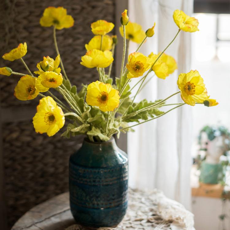 Silk Common Poppy Flower Stem 22