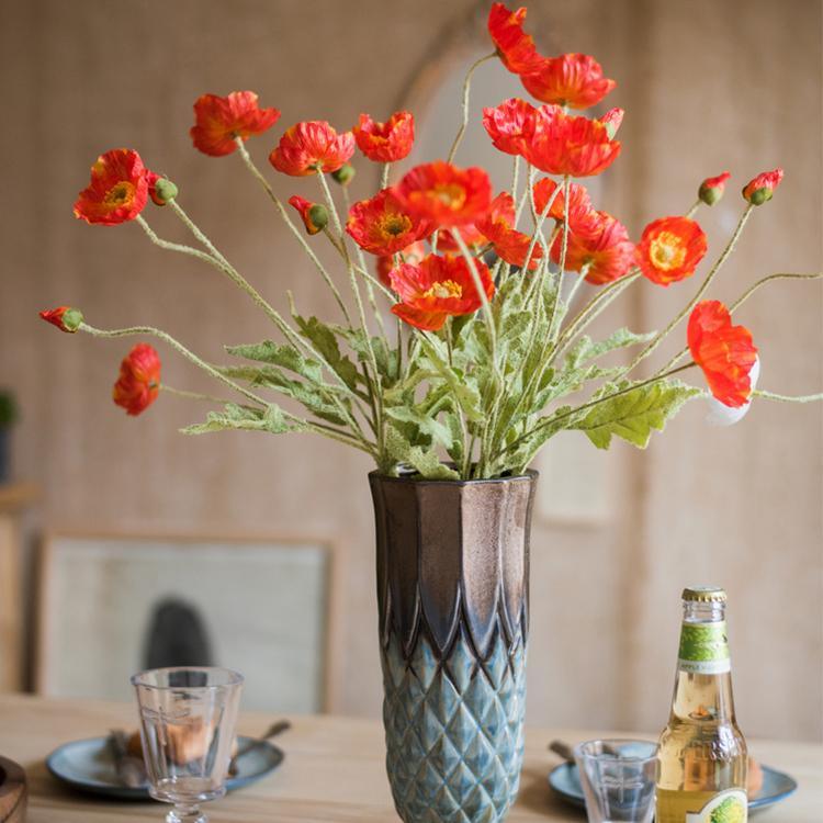 Silk Common Poppy Flower Stem 22