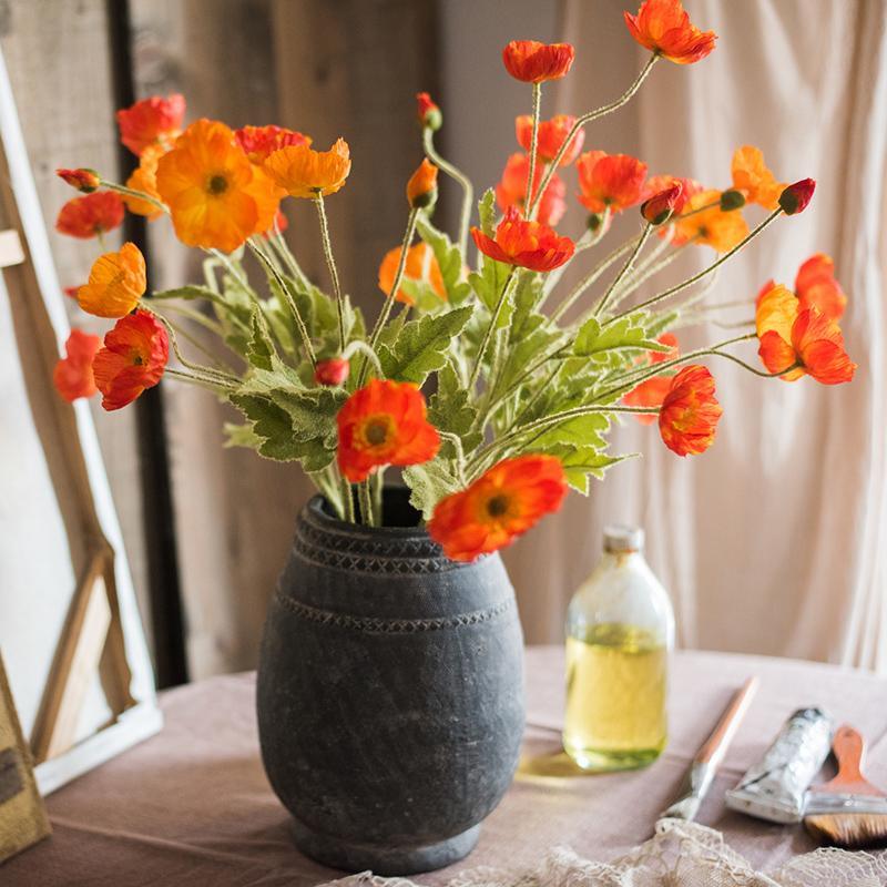 Silk Common Poppy Flower Stem 22
