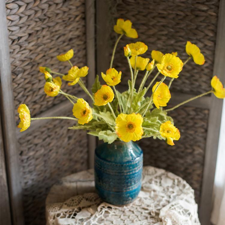 Silk Common Poppy Flower Stem 22