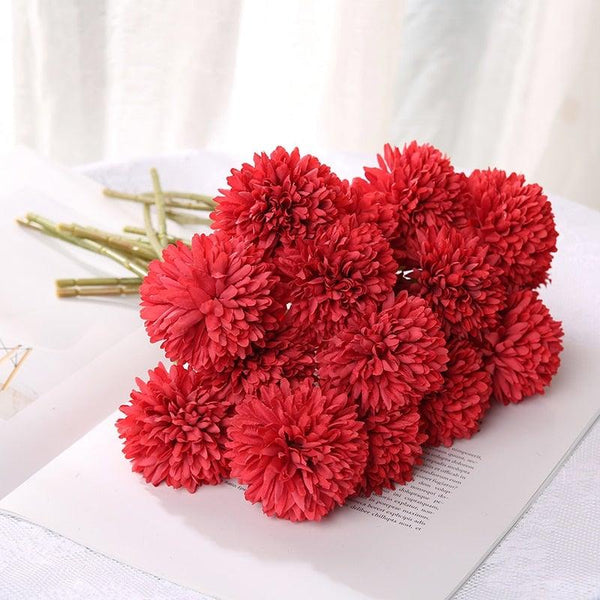 Silk Flower Arrangements Bunch Artificial Flower Bouquet Ball Fake Flowers Home Widding Decoration Valentines Day Gifts
