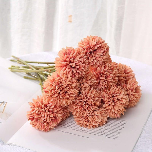 Silk Flower Arrangements Bunch Artificial Flower Bouquet Ball Fake Flowers Home Widding Decoration Valentines Day Gifts