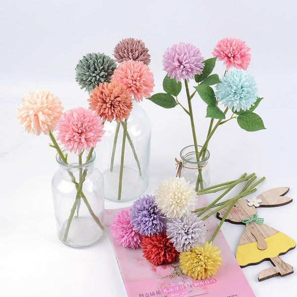 Silk Flower Arrangements Bunch Artificial Flower Bouquet Ball Fake Flowers Home Widding Decoration Valentines Day Gifts