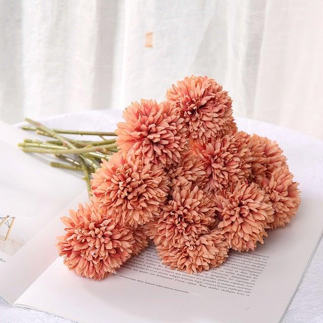 Silk Flower Arrangements Bunch Artificial Flower Bouquet Ball Fake Flowers Home Widding Decoration Valentines Day Gifts